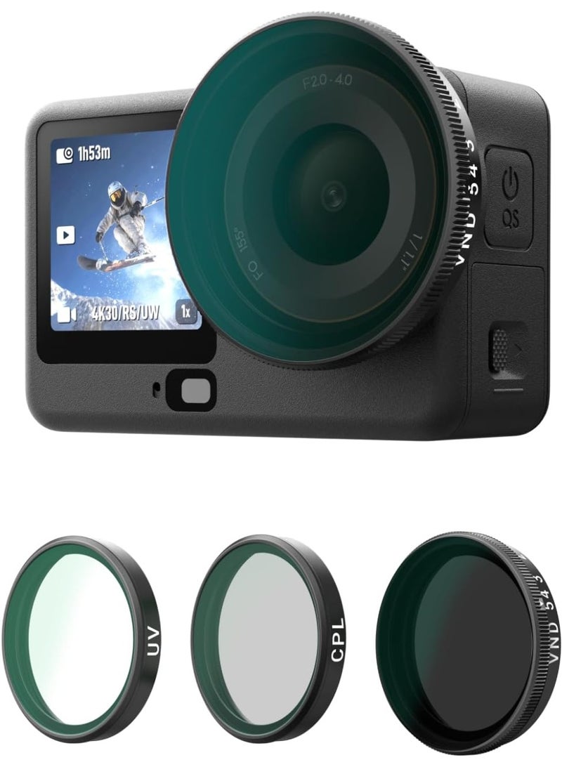 TELESIN Filter Kit for DJI Osmo Action 6 – VND 2–32 Variable ND, CPL UV Lens Filters, Snap-On/HD Optical Glass/Multi-Coated Filters Set, Action 6 Accessories for Travel, Sports & Cinematic Video - Image 1